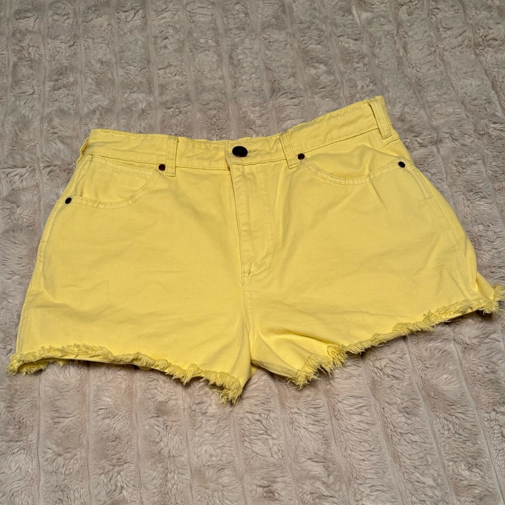 Wrangler x Billabong Yellow Frayed Jean Shorts